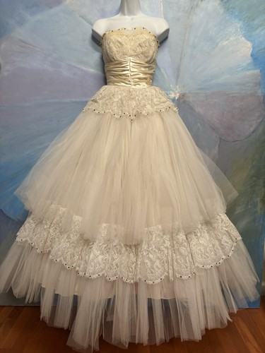 Vtg 1950s ivory lace - vtg,