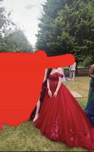 Red off the shoulder - red, tulle